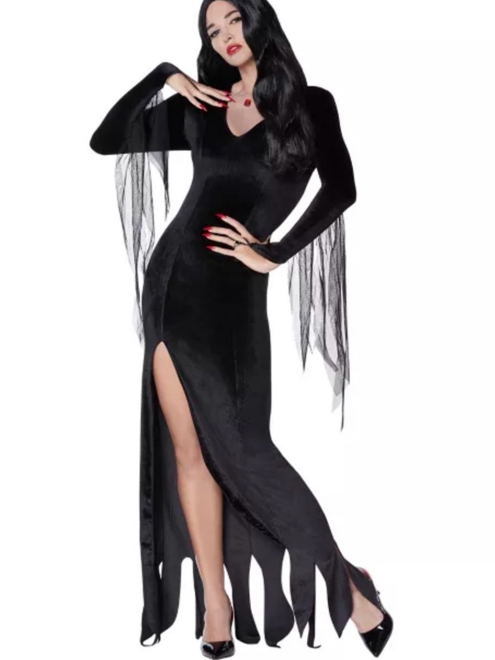 Morticia Addams Black Velvet Gown